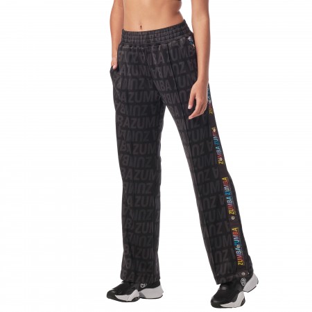 Zumba Forever Panel Track Pants - Bold Black / Cherry Red