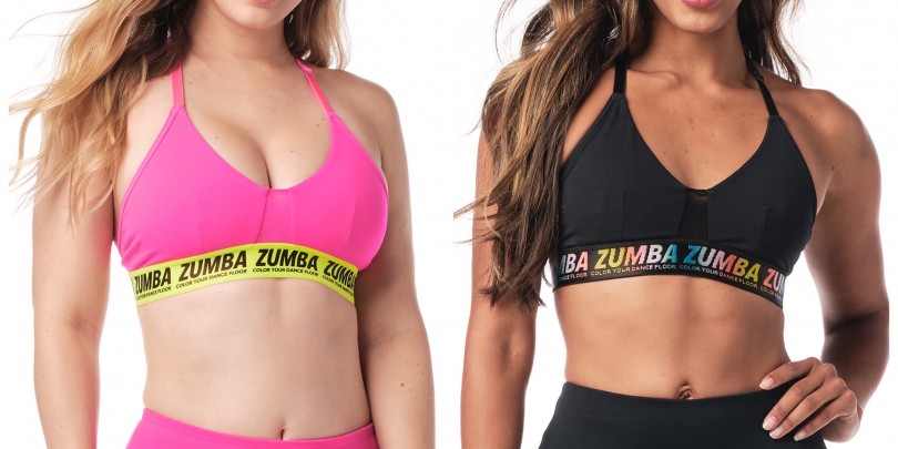 Zumba Resort Bra: Slim, Crop, Dry, High Coverage, Medium Support, Moderate  Compression, Checkered Jacquard Textured Fabric, Branded Rubber Patch.