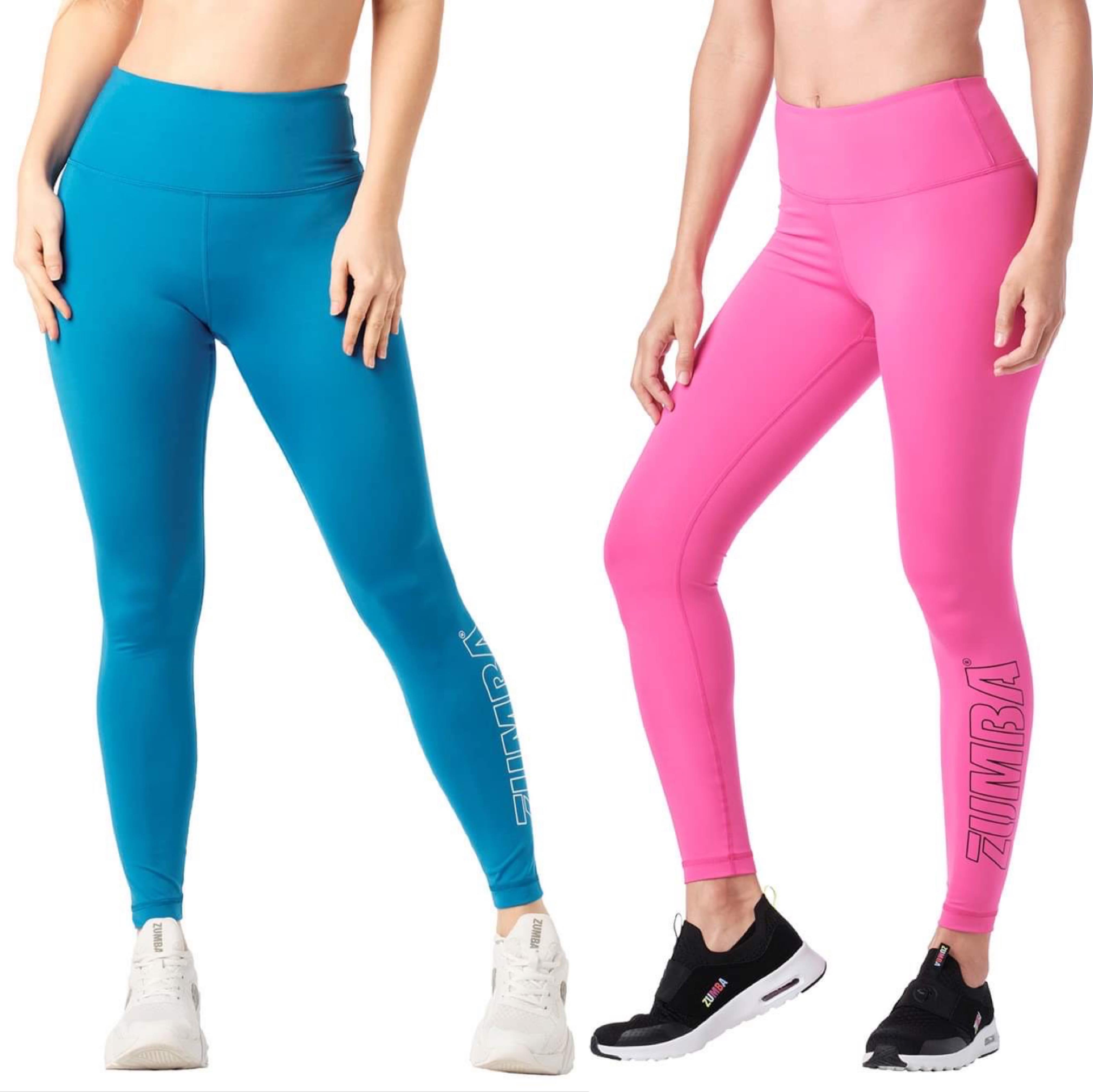 Zumba Essential High Waisted Ankle Leggings - Blue / Pink