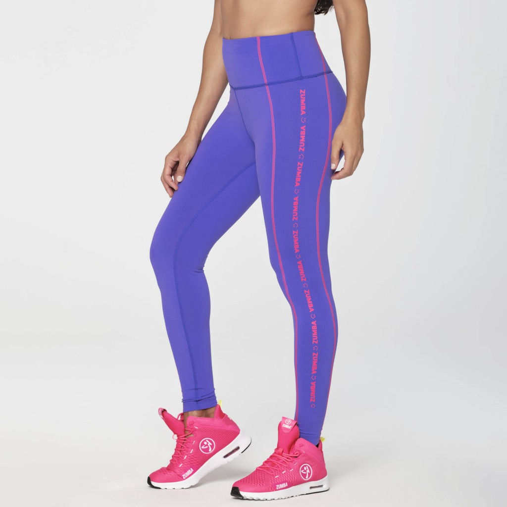 Zumba Essential High Waisted Ankle Leggings - Blue / Pink Z1B000108 - Pin a  Rose / XS