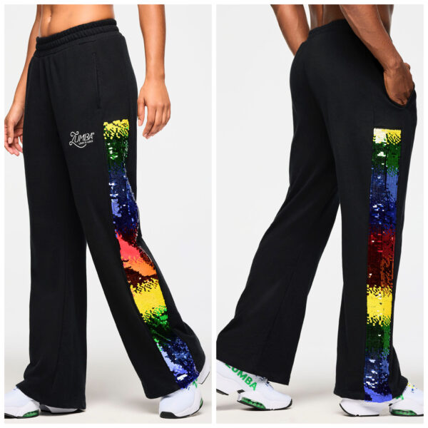 Zumba Wide Leg Sweatpants With Sequin Panels