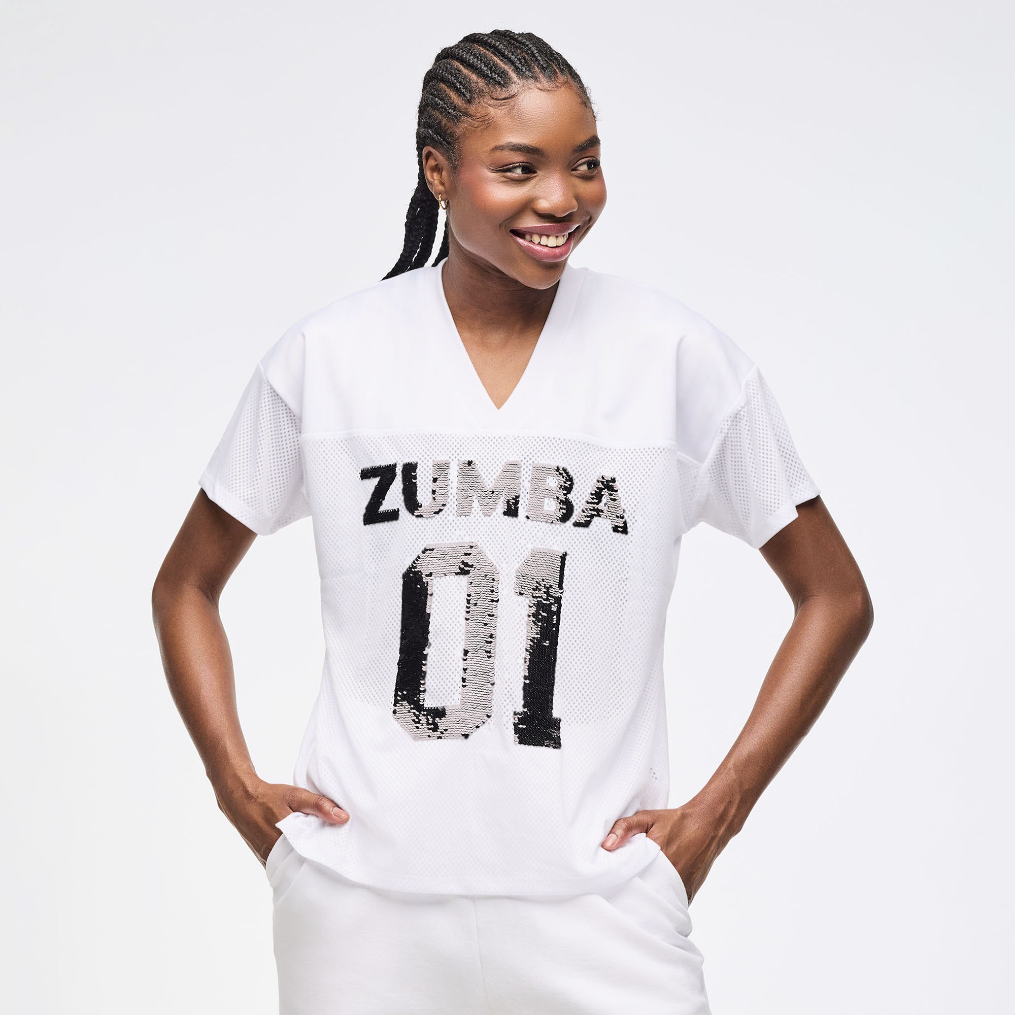 定価9,900円 ZUMBA 正規品 Vネック スパンコール メッシュTシャツ ZUMBAスパンコールメッシュTシャツ その他 Zumba Sparkle V